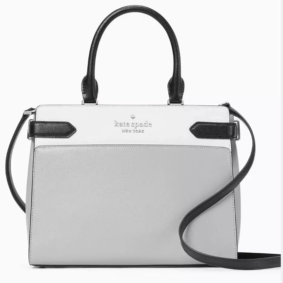 Kate Spade Staci Medium
Satchel Bag Purse Gray White Black Colorblock - Picture 1 of 15